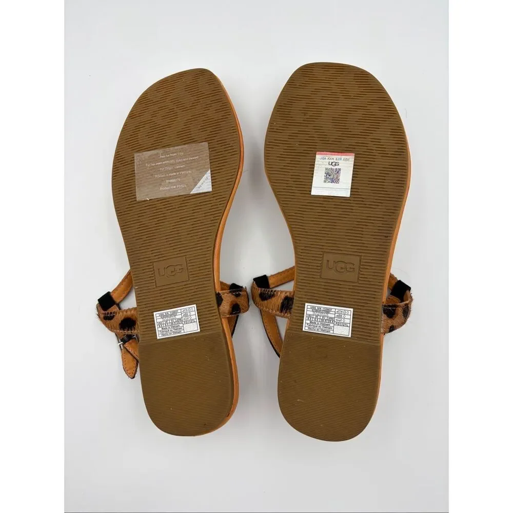 UGG Maddena T-Strap Calf Hair Buckle Sandal in Butterscotch Size 8.5